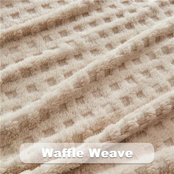 Super Soft Throw Blanket Flannel Fleece Lightweight Waffle Checkered All Season - Picture 5 of 7